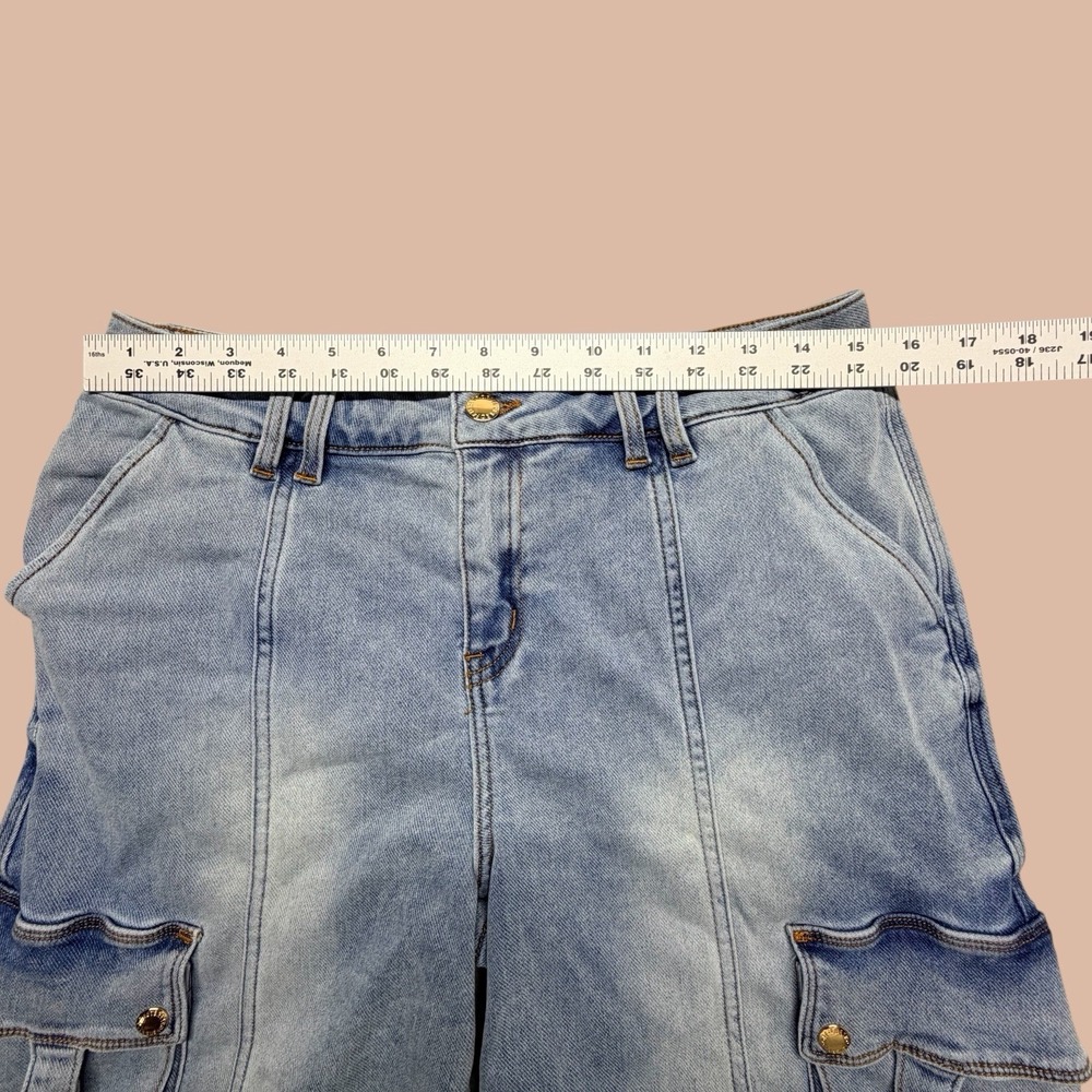 Retrofete New York Women's Cargo Light WashDenim Shorts Utility Designer Size 27 - Picture 6 of 10